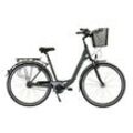 HAWK City Wave Deluxe Plus Grey inkl. Tasche - Damen 28 Zoll - Leichtes Fahrrad mit 7-Gang Shimano Nabenschaltung, Felgenbremse & Nabendynamo