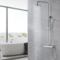 Auralum - Duschset Duschsystem Bad Regendusche mit Thermostat Duschset Duschsäule Duschsystem Duscharmatur Kopfbrause mit Handbrause Set für