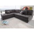 Trends by HG Ecksofa Pool L-Form, wahlweise mit Bettfunktion, frei im Raum stellbar, grau