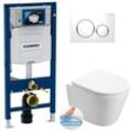 Geberit - WC-Pack Duofix Vorwandelement + sat Infinitio Wand-WC ohne Spülrand + Sitz mit Fallbremse + Betätigungsplatte weiß/chrom