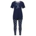 Schlafanzugset aus Shirt und Leggings, bedruckt, marine bedruckt, Gr.54