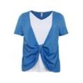 T-Shirt in 2-in-1 Optik aus Flammgarn, azurblau, Gr.48/50