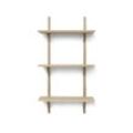 ferm LIVING - Sector Wandregal triple, 54 cm, Eiche / Messing