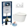 Geberit - WC-Pack Vorwandelement Duofix +sat Brevis Wand-WC ohne Spülrand + Ultradünner Softclose-Sitz + Betätigungsplatte