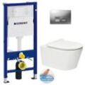 WC-Pack Vorwandelement Duofix UP100 + SAT Brevis Wand-WC ohne Spülrand + ultradünner WC-Sitz, Softclose + Bätetigungsplatte