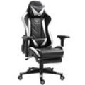 Gaming Stuhl mit Fußstütze und ergonomsichen 4D-Armlehnen gaming chair in ergonomischer Sportsitz Optik Gamer Stuhl mit verstellbaren Rückenstützkissen Bürostuhl