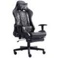 Gaming Stuhl mit Fußstütze und ergonomsichen 4D-Armlehnen gaming chair in ergonomischer Sportsitz Optik Gamer Stuhl mit verstellbaren Rückenstützkissen Bürostuhl