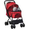 Pawhut - Hundebuggy Hundewagen Buggy für kleine Hunde und Katzen Haustierwagen Pet Stroller Katzenbuggy Oxford Rot 76,5 x 52 x 95 cm