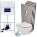 Pack wc Vorwandelement + Ideal Standard tesi AquaBlade spülrandlos wc + Platte weiß + Verkleidungsset - Villeroy&boch