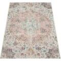 Outdoor Teppich Wetterfest Balkon Küche Orient Muster Vintage Pink Creme Beige 140x200 cm - Paco Home