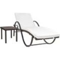 Maisonchic - Gartenliege Sonnenliege Relaxliege für Garten, Balkon und Terrrasse mit Auflage & Tisch Poly Rattan Braun DE99839