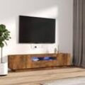 Maisonchic - 2-tlg. TV-Schrank-Set TV-Lowboard für Wohnzimmer TV-Möbel LED-Leuchten Räuchereiche Holzwerkstoff DE24399