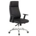 Finebuy - Bürostuhl porto Echt-Leder Schwarz ergonomisch mit Kopfstütze, Design Chefsessel Schreibtischstuhl ergonomisch mit Wippfunktion, Drehstuhl