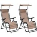 Maisonchic - 2er Set Gartenliegen Sonnenliegen Klappbare Relaxliegen für Garten, Balkon und Terrrasse Textilene Taupe DE96158