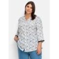 3/4-Arm-Bluse mit Blumenprint, leicht transparent, offwhite gemustert, Gr.56