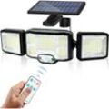 Solar-Wandleuchte für den Außenbereich, LED-Lampe, 3 Köpfe, 192 LEDs, Bewegungsmelder, Sicherheitsbeleuchtung, IP65, wasserdicht, FD77310229