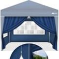 4X Seitenwand blau für Pavillon 3x3m & 3x6m Faltpavillon Seitenteile wasserabweisend Seitenfenster & Reißverschluss Seitenwände für Gartenzelt