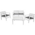 Outdoor-Lounge-Set Dgyas, Gartengarnitur mit 2 Sesseln, 1 Sofa und 1 Couchtisch, Innen- und Außensitzgruppe mit Kissen, 100 % Made in Italy, Weiß