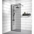 Badplaats - Duschwand Rizani 80 x 200cm Glas Duschabtrennung Schwarz - Walk-In Dusche Nano Duschtrennwand