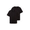 TOM TAILOR Herren Basic T-Shirt im Doppelpack mit V-Ausschnitt, schwarz, Uni, Gr. XXXL