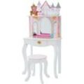 Traumhaftes Kinderschminktisch-Set Dreamland Mit Hocker im Schloss-Stil Weiß Rosa - Weiß / Pink - Teamson Kids