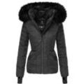 NAVAHOO Damen hochwertige Steppjacke Winterjacke mit edler Kunstfell- Kapuze Adele