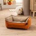 Tierbett 'Happy Pet' in Samt Optik, orange / beige, 40x30 cm, inkl. Kissen, Katzenkorb, Hundebett, Katzenbett