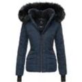 NAVAHOO Damen hochwertige Steppjacke Winterjacke mit edler Kunstfell- Kapuze Adele