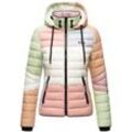 NAVAHOO Damen Steppjacke leichte Übergangsjacke mit Kapuze im Colourblocking Stil Lulana Multikulti