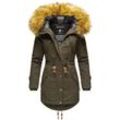 MARIKOO Damen Wintermantel stylischer Winterparka mit abnehmbarem Kunstfell Laviva Princess