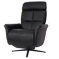 Relaxsessel MCW-L10, Design Fernsehsessel TV-Sessel Liegesessel, Liegefunktion drehbar, Voll-Leder ~ schwarz