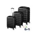 VESKA Trolleyset Hartschalenkoffer Kofferset 3 teilig mit TSA Zahlenschloss 4 Rollen, ABS-Hartschale, Reisekoffer Trolley Rollkoffer Koffer, schwarz