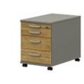 röhr Techno Rollcontainer grau, hickory-eiche 4 Auszüge 43,0 x 60,0 x 54,4 cm