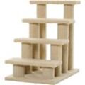 Pawhut - Tiertreppe Katzentreppe Hundetreppe Treppe für Katze und Hunde 4 Stufen Beige 63,5x43x60cm