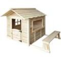 Home Deluxe - Spielhaus der grosse palast - 106 x 111 cm Farbe: Natur, Ausstattung: Mit Bank Spielhaus Kinderspielhaus Gartenhaus Kinderhaus