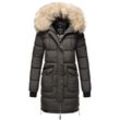 MARIKOO Damen Winter Parka Steppmantel mit Abnehmbarem Kunstfellkragen Chaskaa