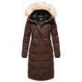 MARIKOO Damen langer Winterjacke Stepp Parka mit abnehmbarer Kapuze Schneesternchen