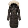 MARIKOO Damen langer Winterjacke Stepp Parka mit abnehmbarer Kapuze Schneesternchen