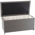 Neuwertig] Poly-Rattan Kissenbox HHG 570, Gartentruhe Auflagenbox Truhe Premium grau, 51x115x59cm 250l