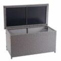 Neuwertig] Poly-Rattan Kissenbox HHG 570, Gartentruhe Auflagenbox Truhe Basic grau, 51x100x50cm 170l