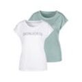 VIVANCE T-Shirt 'mit Frontdruck "Bonjour"' mehrfarbig Gr. 32/34 für Damen. Rundhals und Print. Nachhaltig.