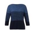 Feinstrickpullover mit Blockstreifen und 3/4-Arm, indigo, Gr.42