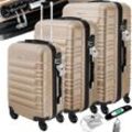 KESSER® 3tlg. Hartschalenkofferset Hartschalenkoffer Reisekoffer Set Reisekofferset Trolley Koffer Inkl. Kofferwaage + Gepäckanhänger Rollkoffer Schloss 4 Rollen ABS-Hartschale Teleskopgriff M-L-XL