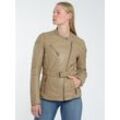 Bikerjacke MUSTANG "31021536" Gr. L, beige, Damen, Obermaterial: 100% Lammleder / Innenfutter: 100% Baumwolle / Ärmelfutter: 100% Polyester / Wattierung: 100% Polyester, Jacken