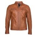 Bikerjacke JCC "EL101", Herren, Gr. 48, braun (cognac), Obermaterial: 100% Leder, Schaf / Futter: 100% Polyester, Jacken