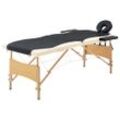 vidaXL Massageliege Klappbar 2-Zonen mit Holzgestell Schwarz und Beige 110205