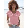 ELBSAND T-Shirt pink Gr. L (40) für Damen. Rundhals und Logodruck. Figurumspielend. Nachhaltig.