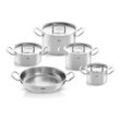 Fissler Topf-Set ORIGINAL-PROFI COLLECTION® Edelstahl-Topfset, Edelstahl 18/10 (9-tlg., Bratentopf 20 cm, je 1 Fleischtopf 16/20/24 cm, Servierpfanne 28 cm), mit breitem Schüttrand, Kaltmetallgriffen. Made in Germany, silberfarben