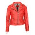 Lederjacke MUSTANG "31020143", Damen, Gr. L, rot (flame rot), Obermaterial: 100% Lammleder / Futter: 90% Baumwolle, 10% Polyester / Ärmelfutter: 100% Polyester, Jacken