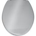 WENKO WC-Sitz Prima Silber glänzend, MDF, Silber glänzend, MDF silber , Edelstahl rostfrei silber matt - silber glänzend